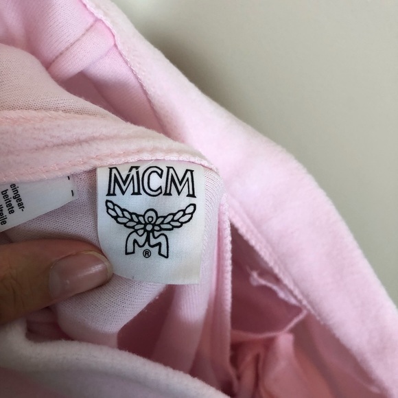 MCM Fleece Gold Trim Pastel Pink Sweatsuit Pants - Picture 6 of 8